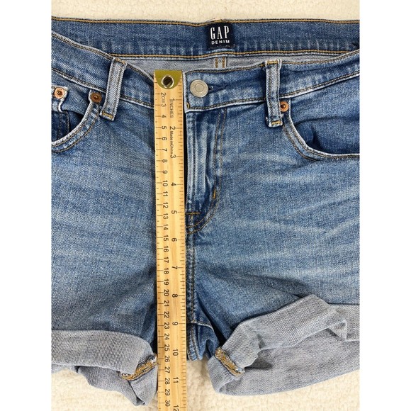 Gap 1969 Women's Size 29 3" Regular Blue Cuffed Hem Mid-Rise Denim Jean Shorts - Picture 5 of 7
